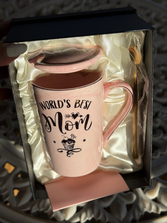 "World's Best Mom" Pink Mug Gift Set