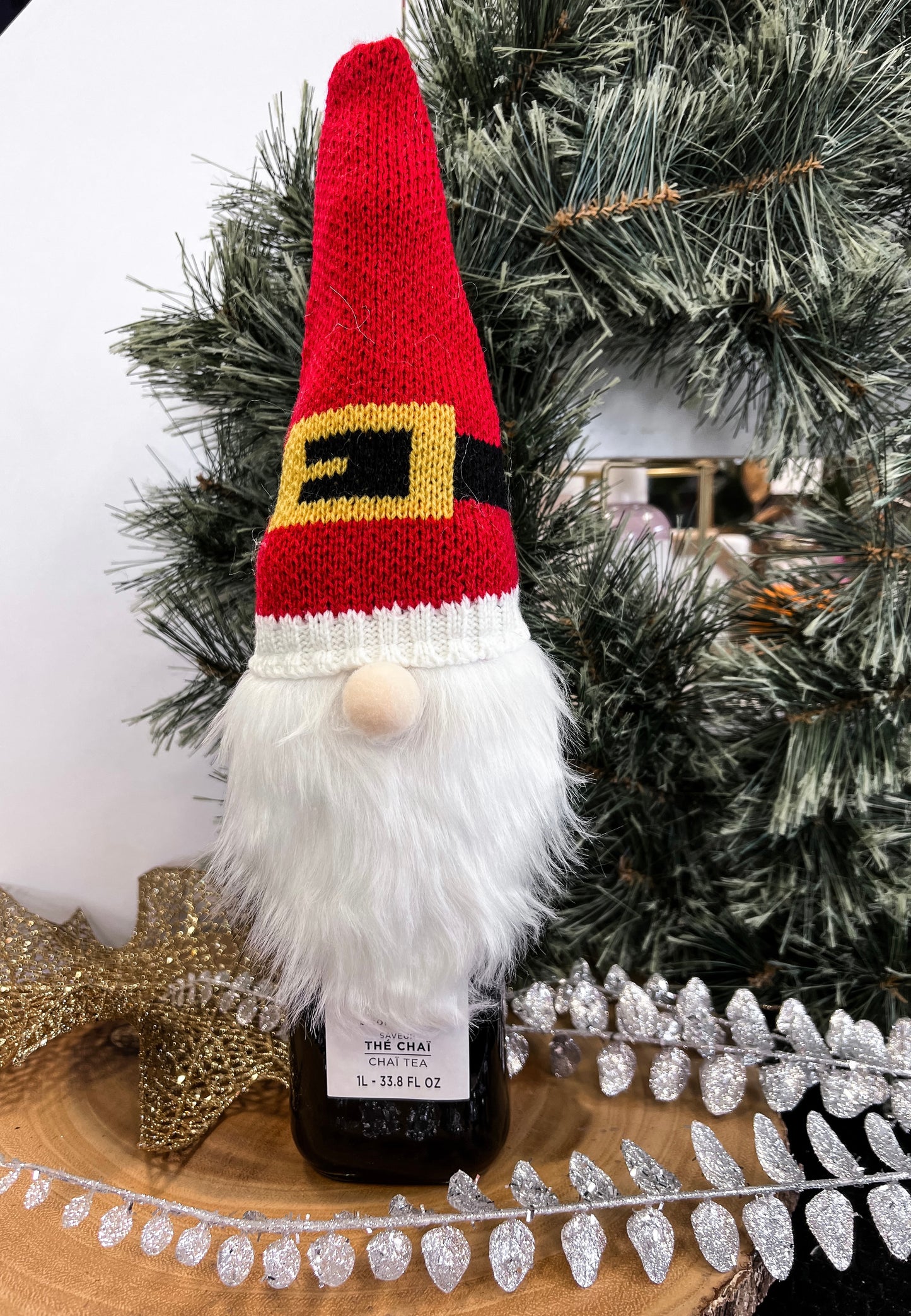 Christmas Santa Gnome Wine Sleeve