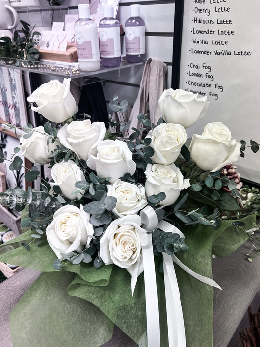 White Rose Bow Arrangement