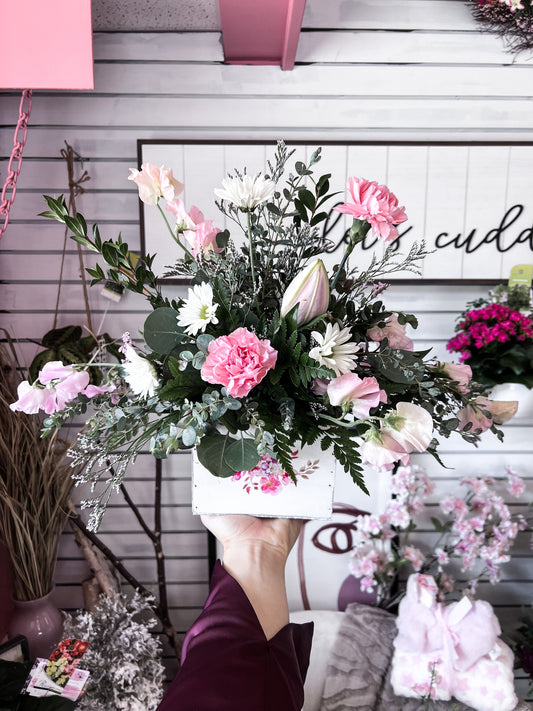 White Floral Box Arrangement