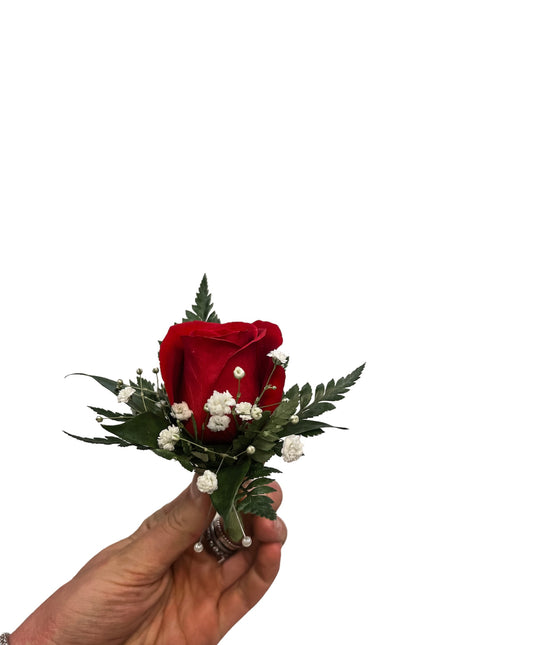 Red Rose Boutonniere or Wristlet