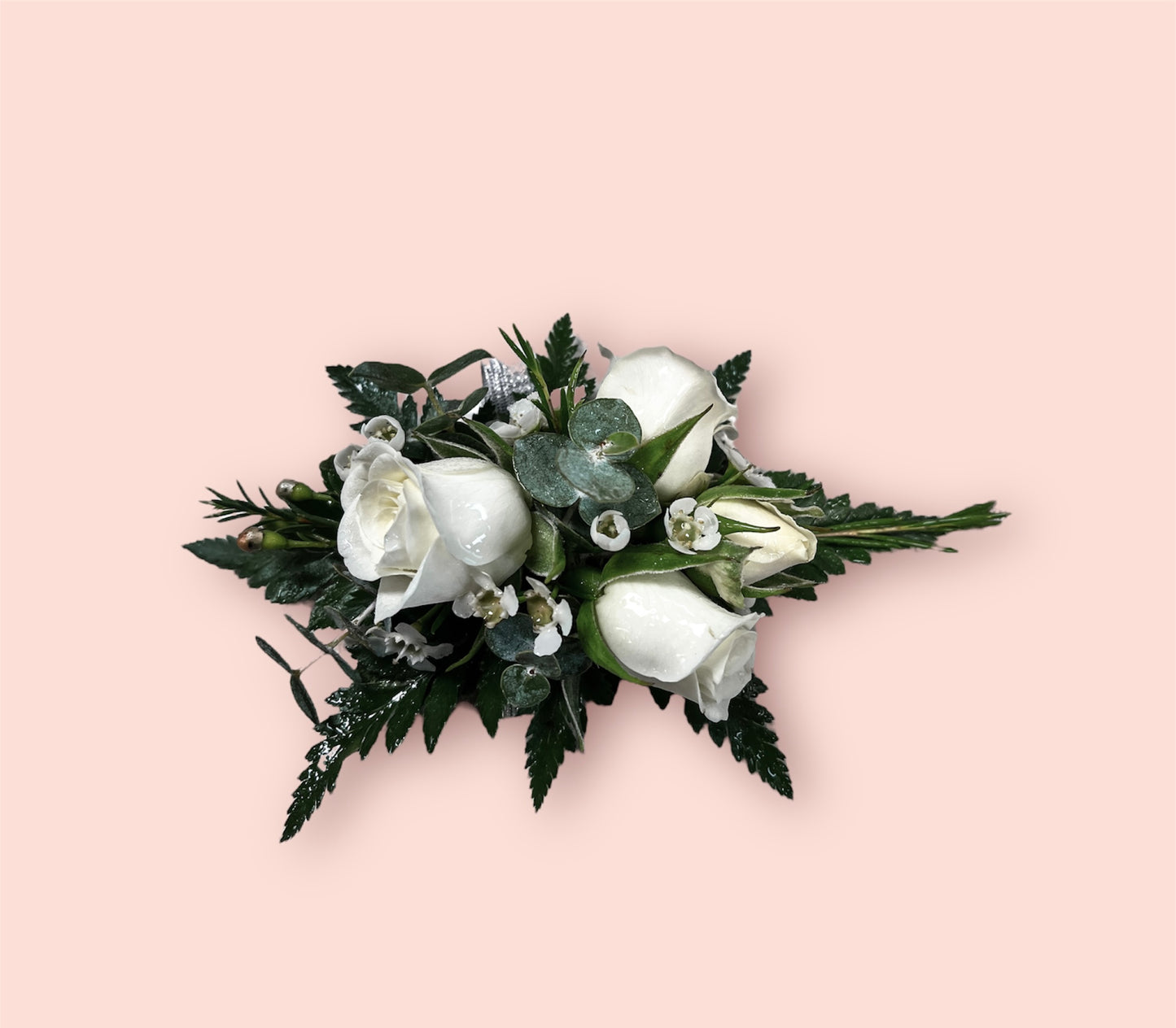White Spray Rose Boutonniere or Wristlet