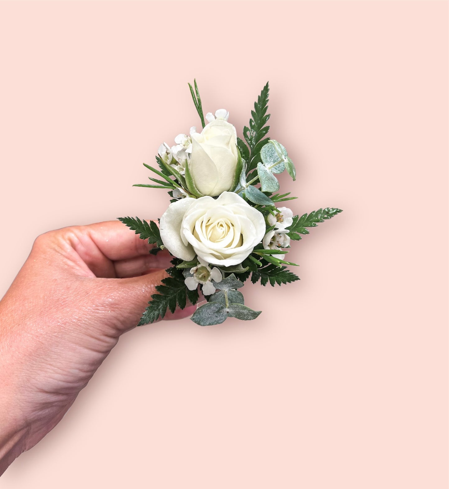 White Spray Rose Boutonniere or Wristlet