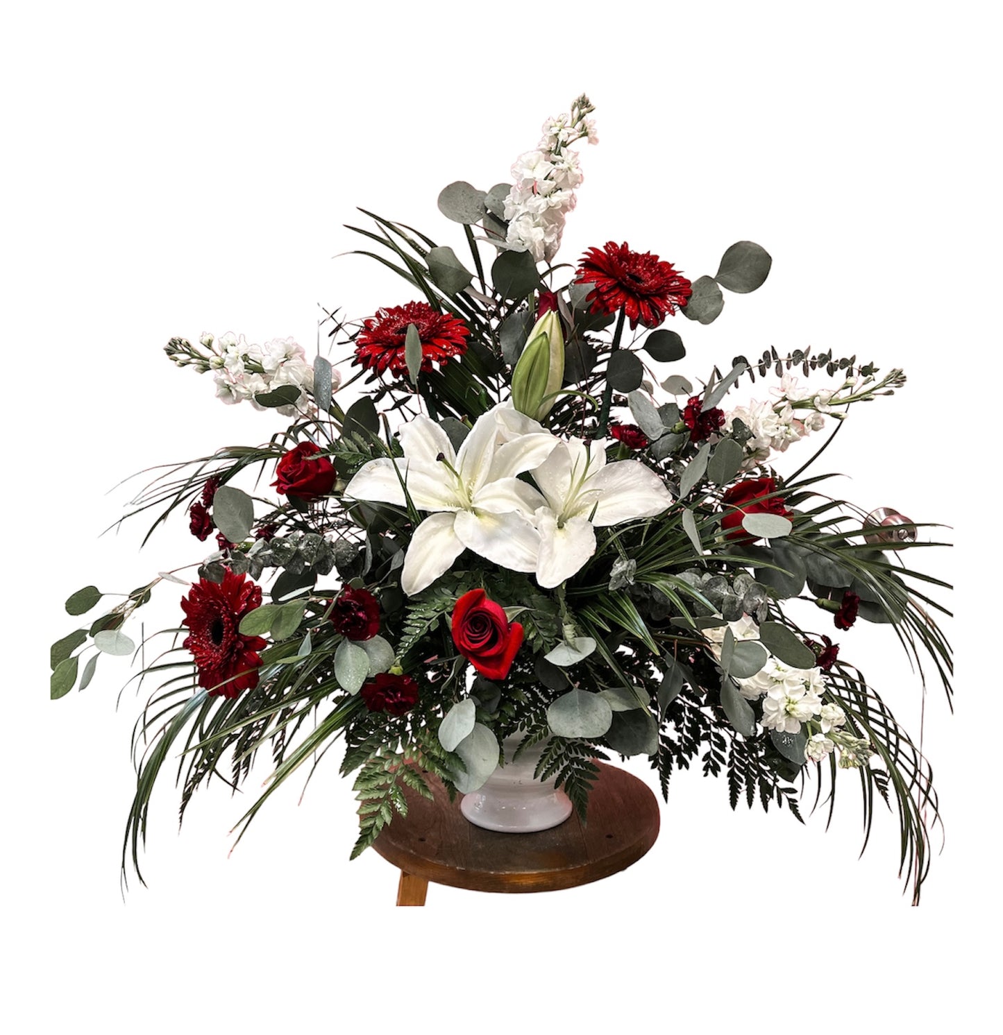 Splash of Red Funeral Arrangement