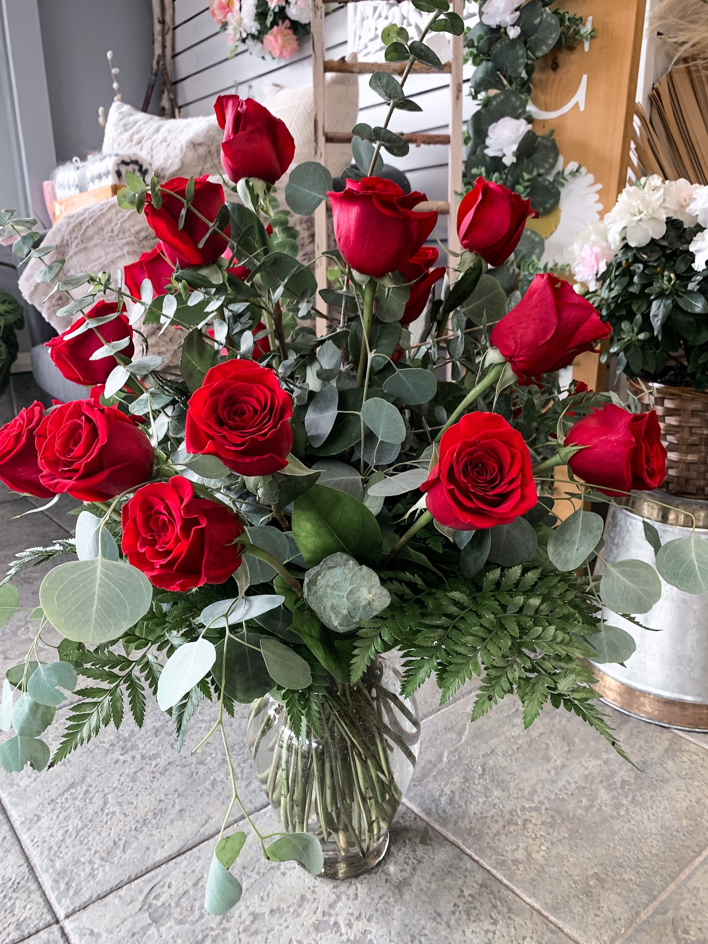 Eucalyptus Rose Vase