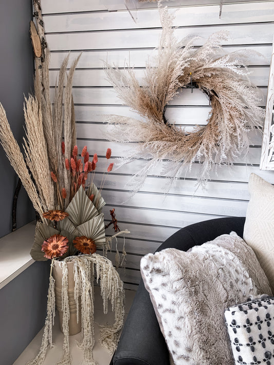 Artificial White Pampas Wreath