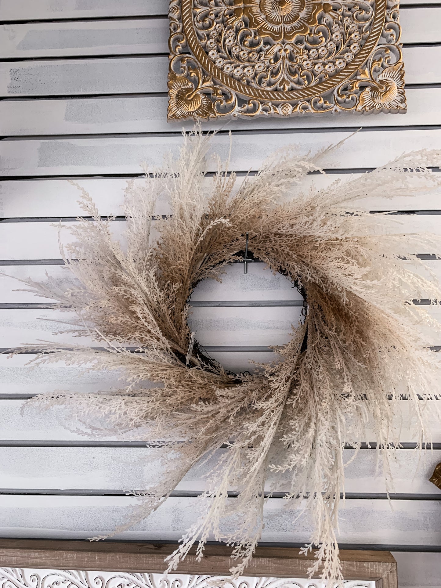Artificial White Pampas Wreath
