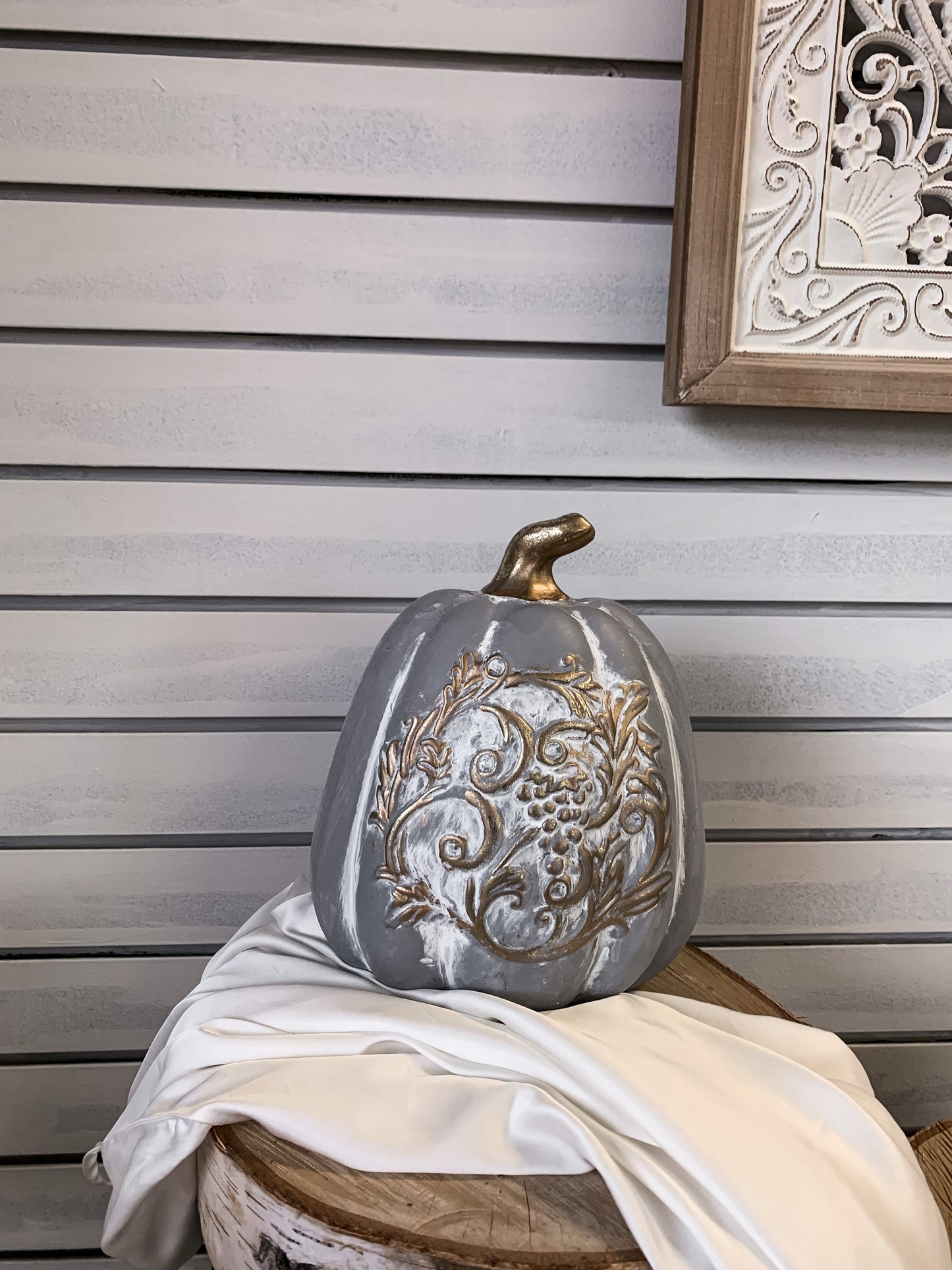 Gold & Grey Pumpkin - Decor