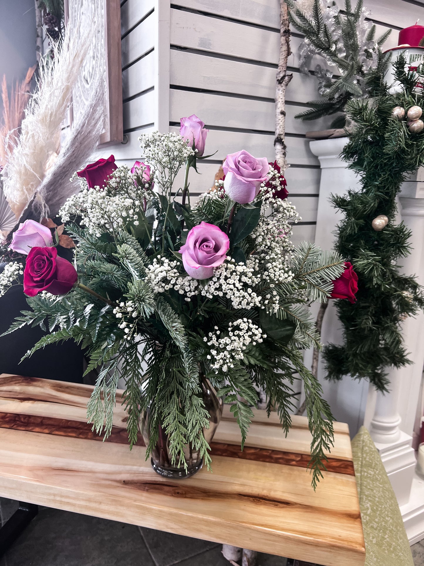 The Winter Greens Rose Vase