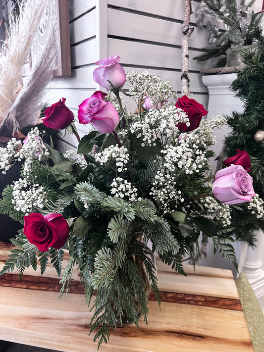 The Winter Greens Rose Vase