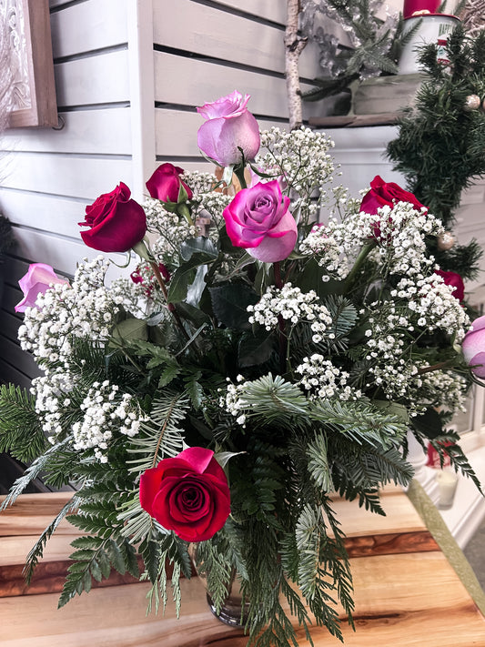The Winter Greens Rose Vase