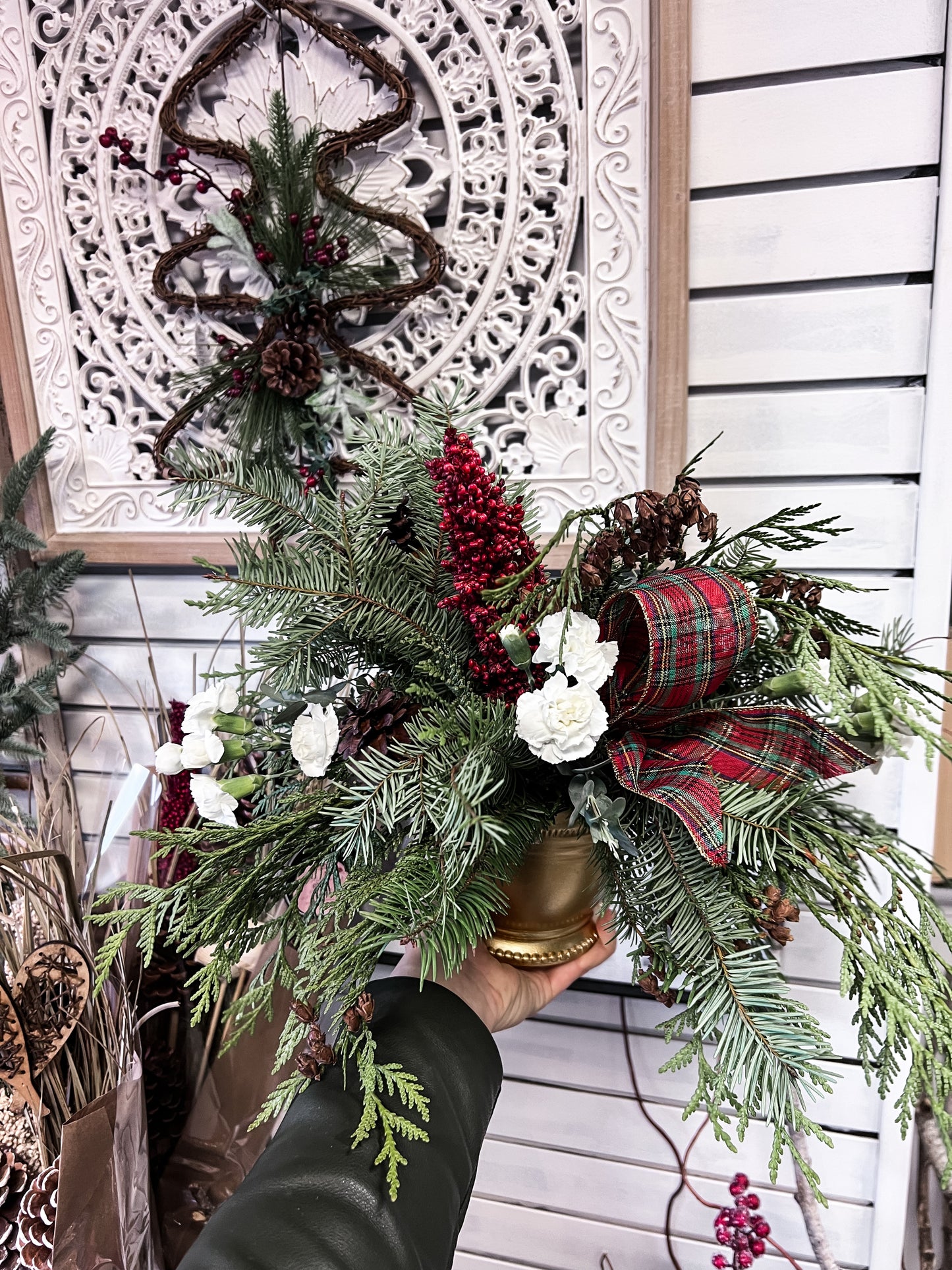 Rustic Plaid Ribbon Arrangement