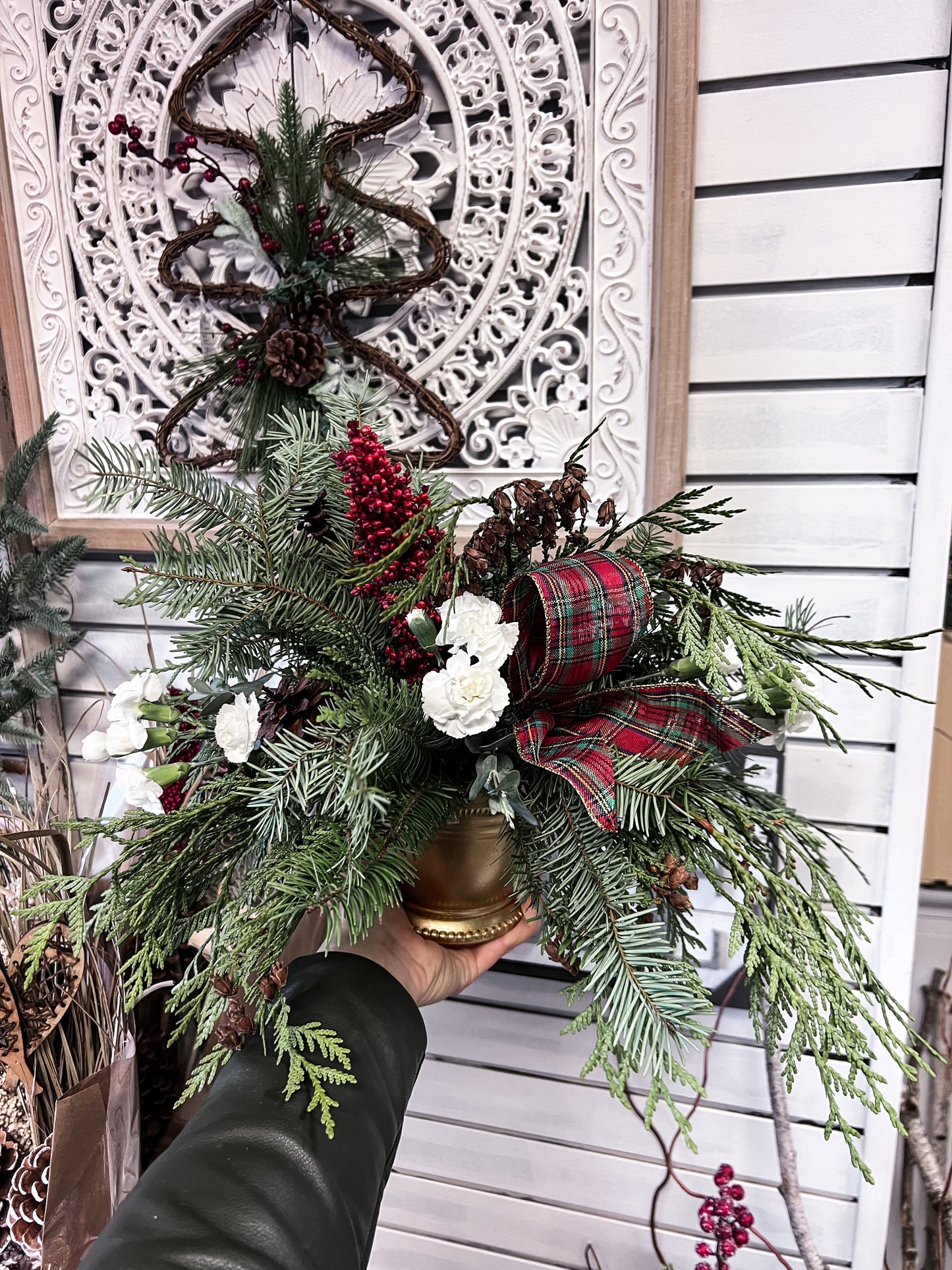 Rustic Plaid Ribbon Arrangement