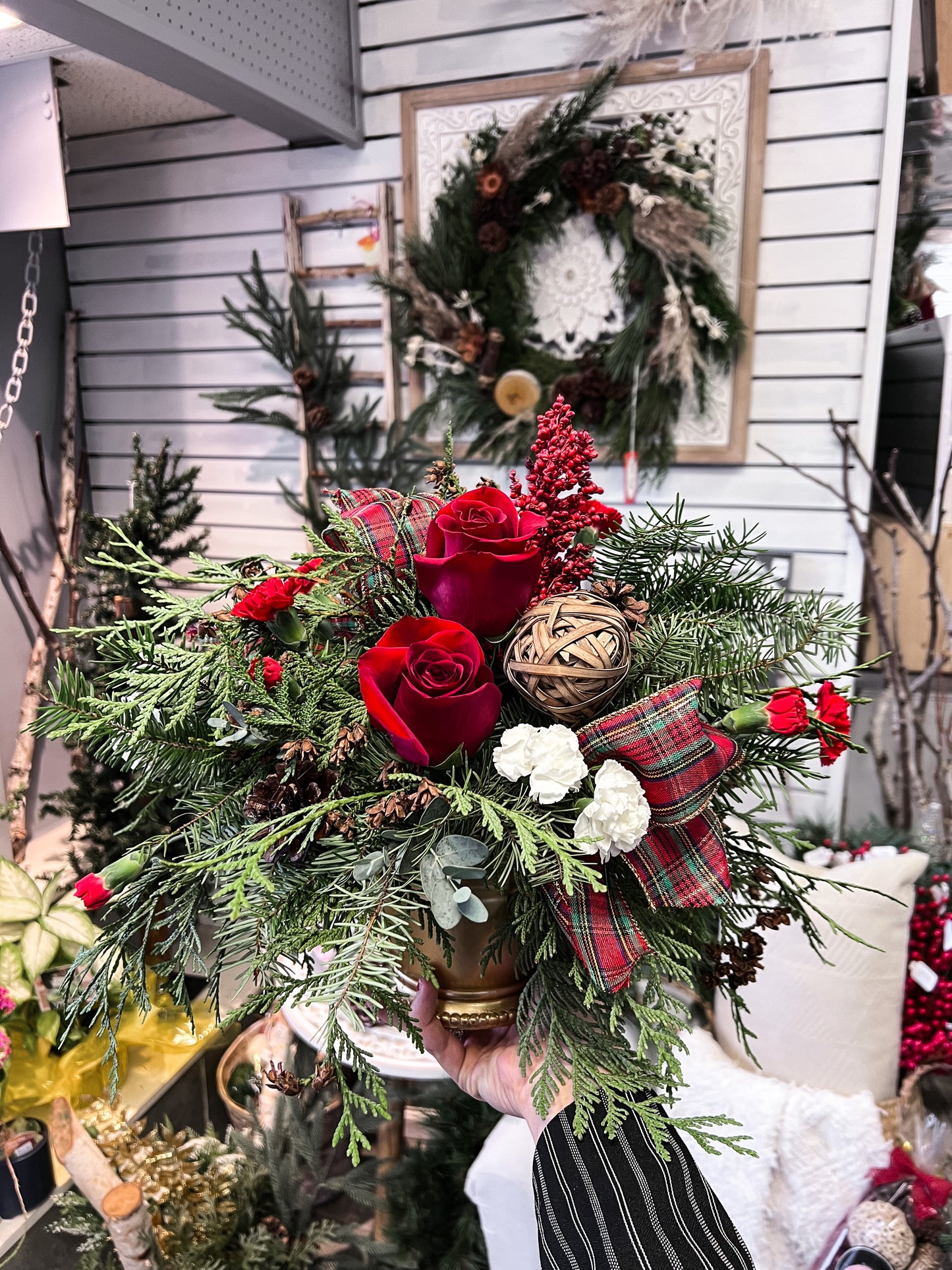 Rustic Plaid Ribbon Arrangement