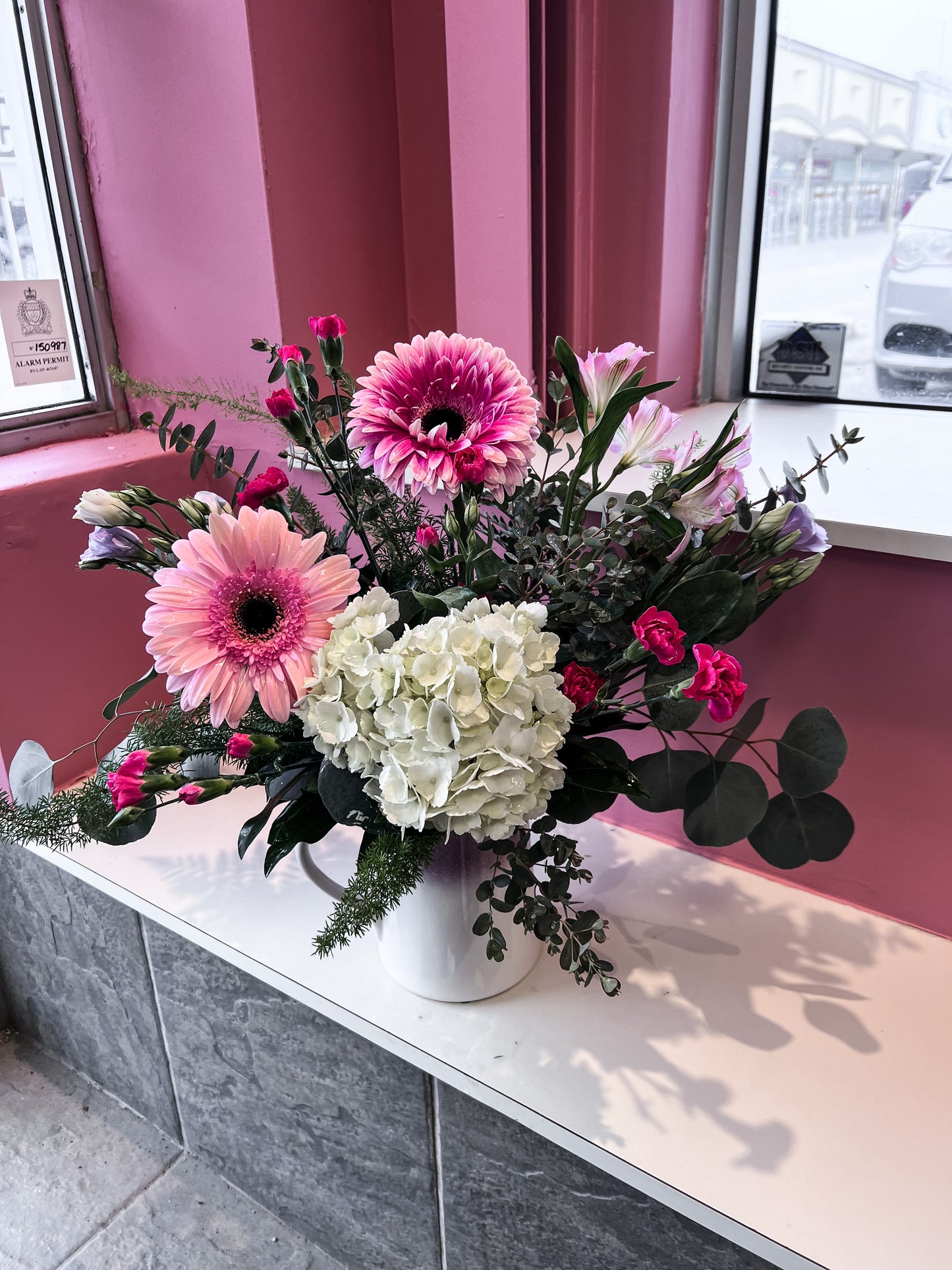 Daisy Watering Can Vase