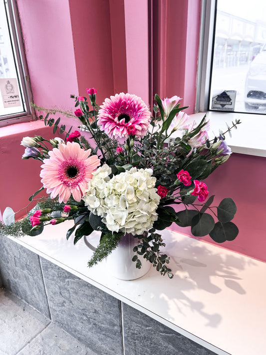 Daisy Watering Can Vase