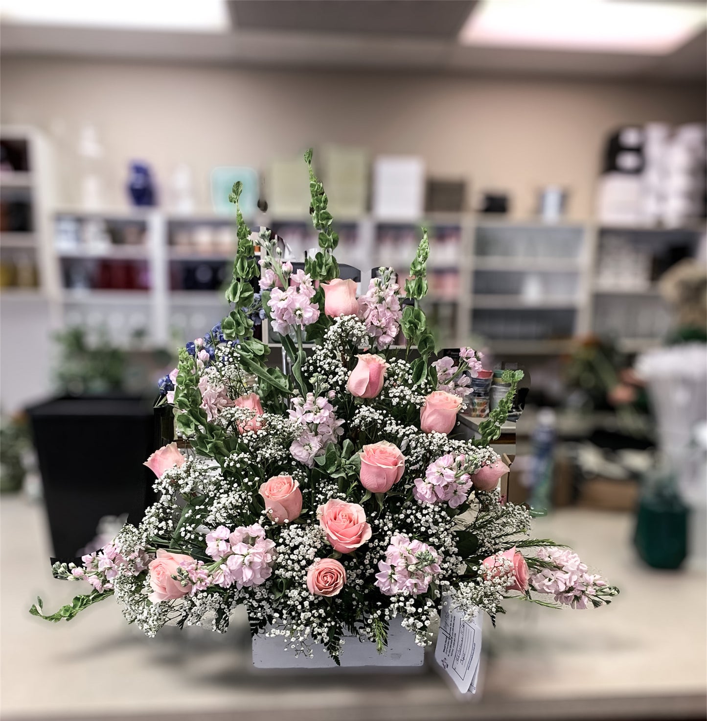Pink & Green Memorial Arrangement