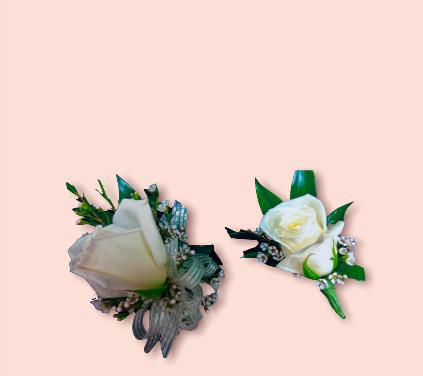 White Rose Boutonniere/Wristlet