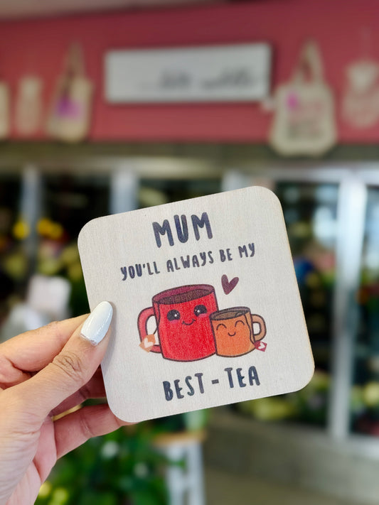 Mum Best-Tea Wooden Coaster