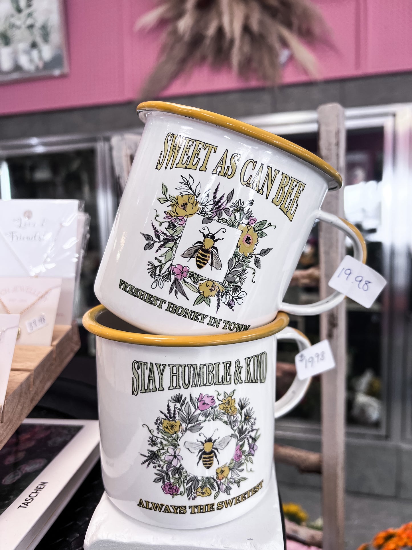 Tin Bee Flower Mugs