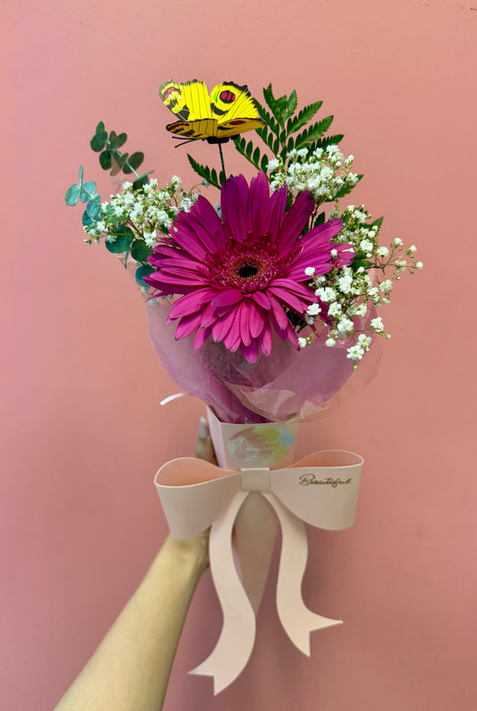 🌸 Fancy Gerbera Daisy Bow Bouquet