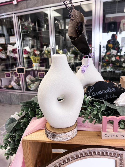 White Porcelain Donut Vase