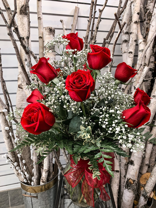 Valentines Day Red Rose Vase