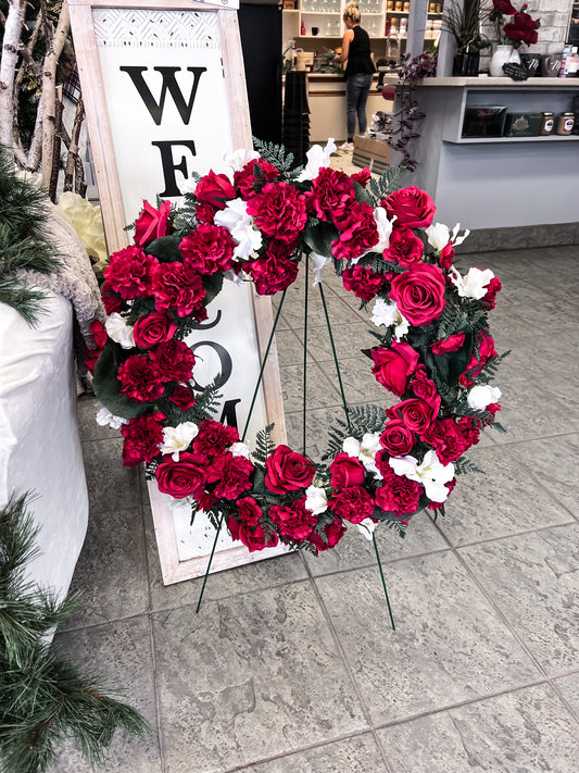Red & White Artificial Wreath