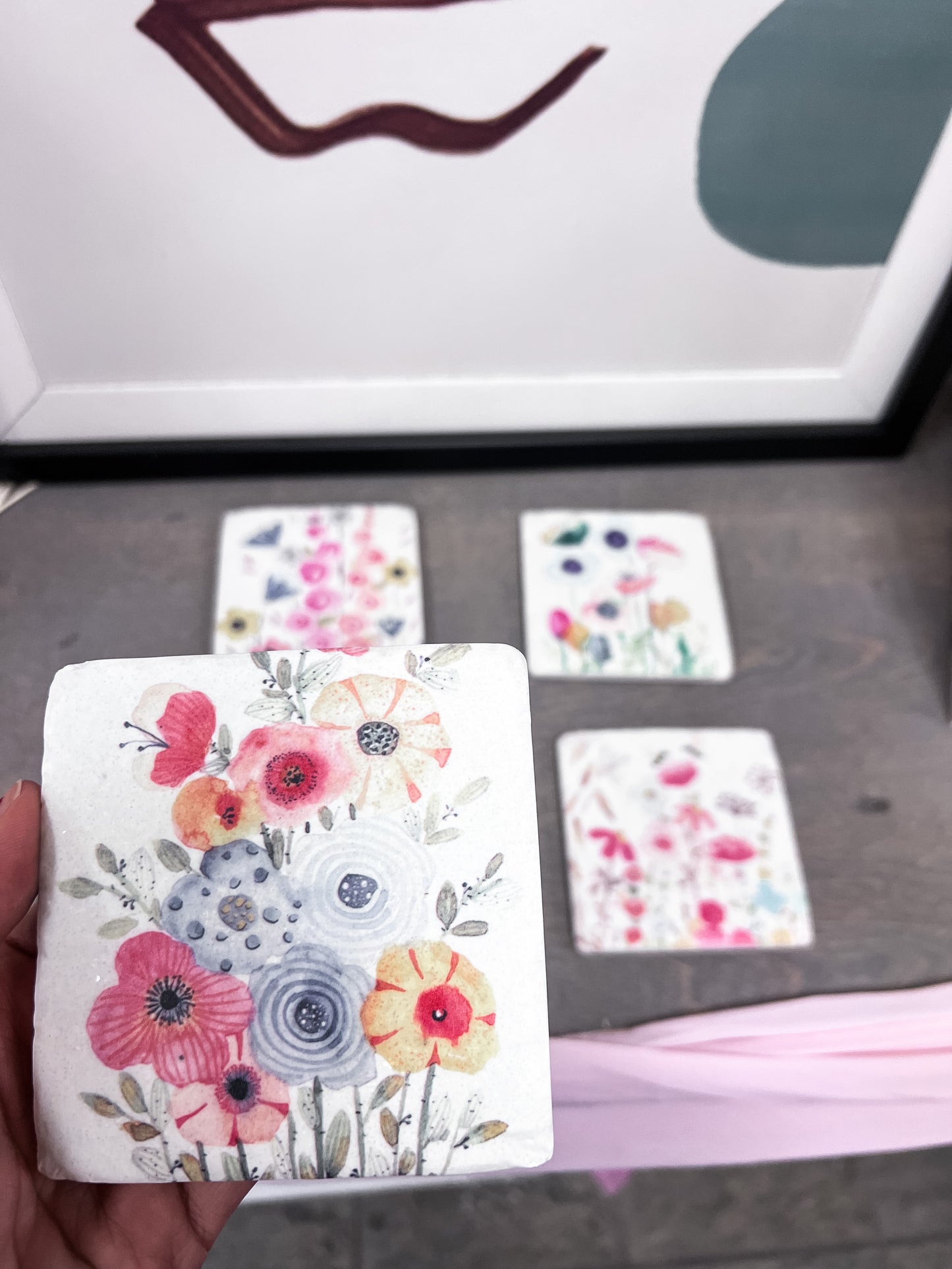 4pc Floral Coasters