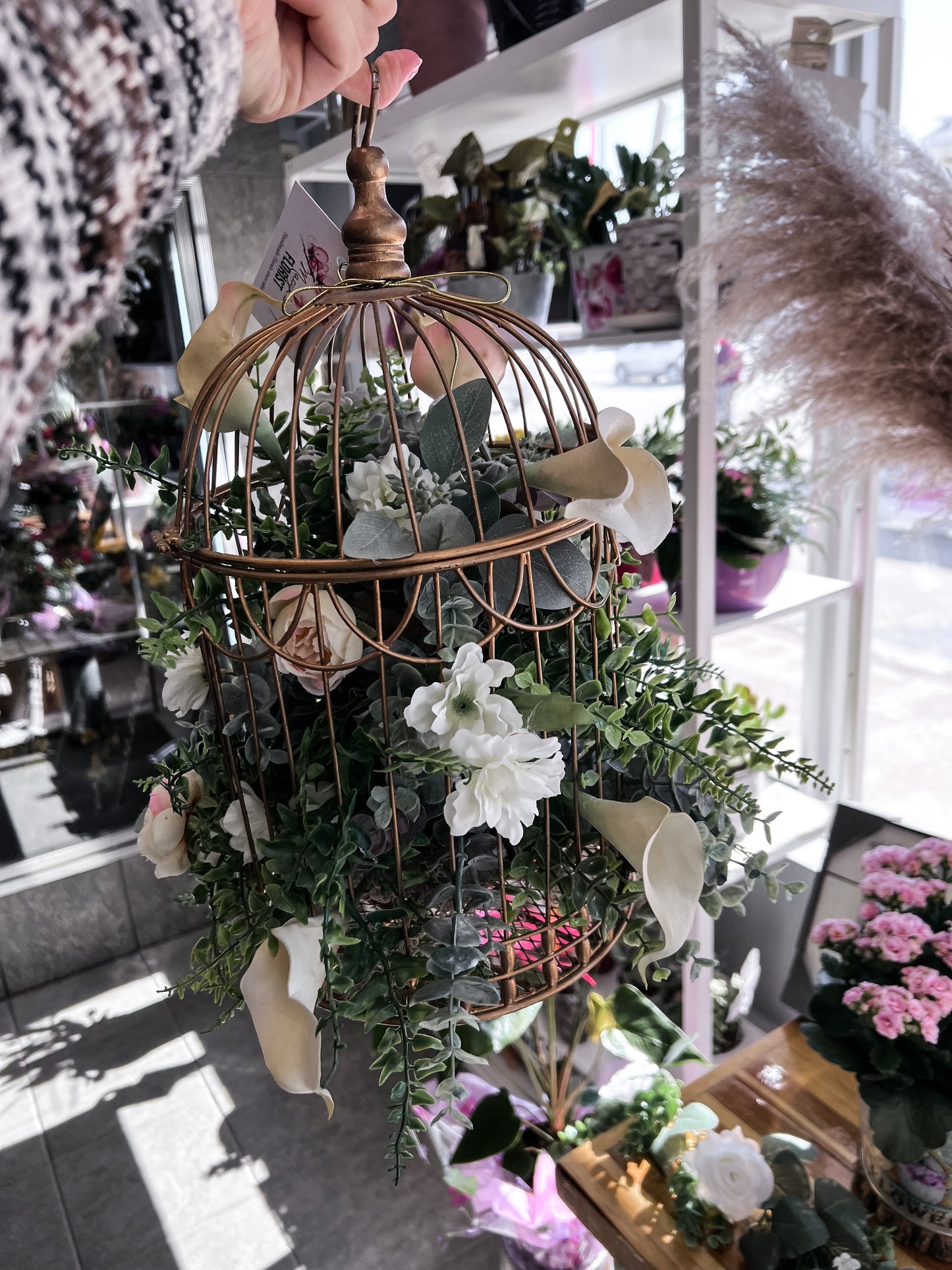 Small Bird Cage Floral Arrangement (Silk)