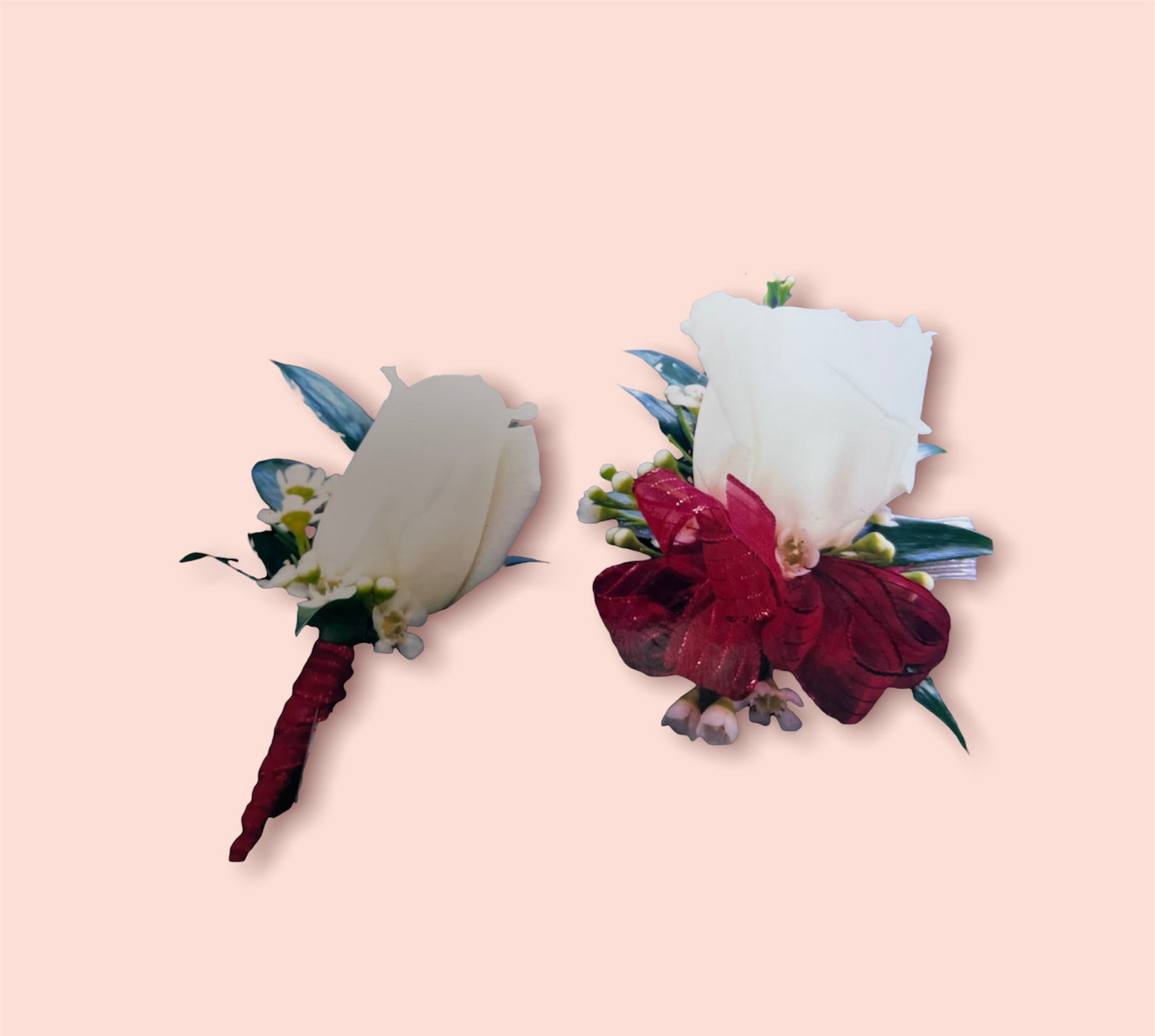 White Rose Boutonniere/Wristlet
