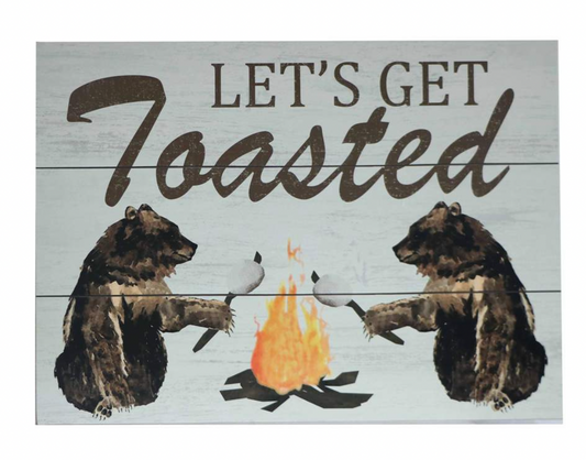 WOOD WALL PLAQUE-BEARS GET TOASTED